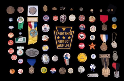 1915 PA Chauffer Badge, Button Pins, Medals & More