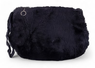 Antique Black / Brown Fur Muff Purse