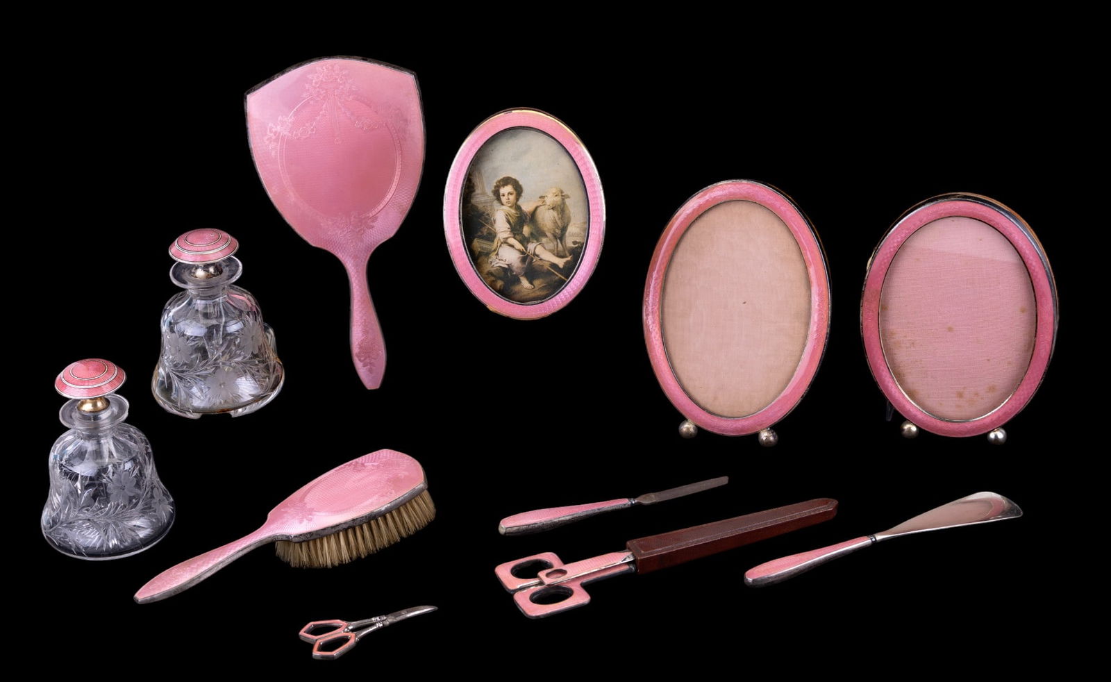 Antique Sterling Guilloche Vanity and Desk Sets (1 of 17)