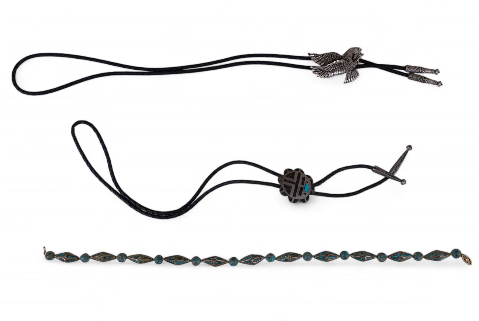 Turquoise Necklace w/ 14K Clasp + Bolo Ties (2) (1 of 10)