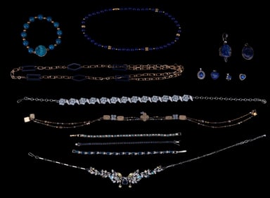 Avon Bracelet, Blue Rhinestone, Sterling Pendants