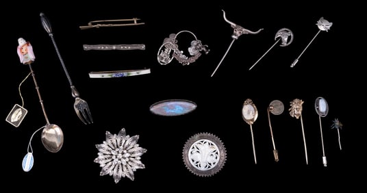 Sterling Espo Flex, Brooches, Stick Pins, & Spoon