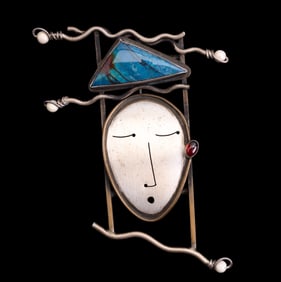 Sterling Silver Turquoise Sharon Schaffner Brooch