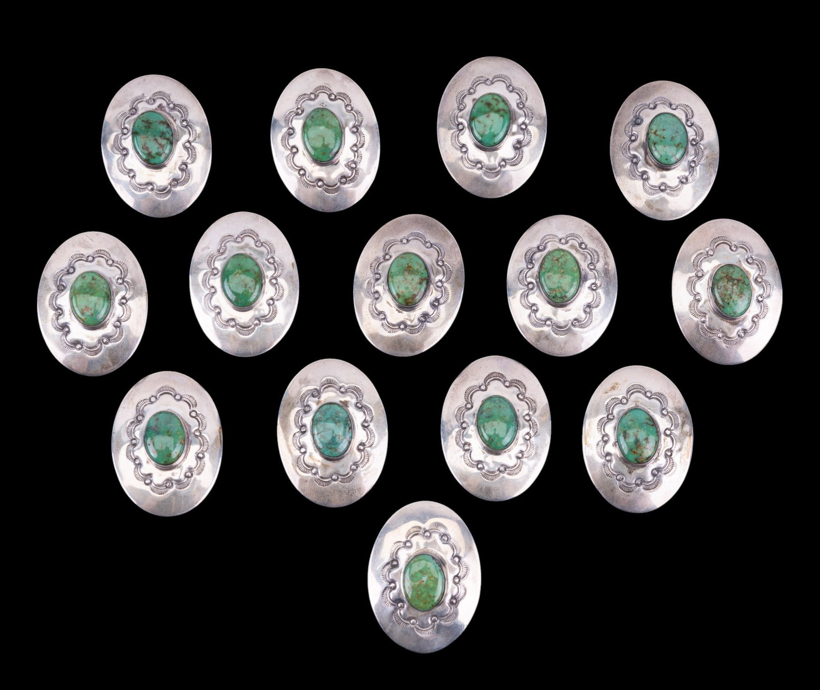 Navajo Sterling Silver Turquoise Concho Belt Pcs (1 of 4)