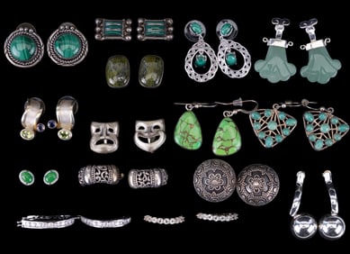 Sterling Silver Earrings w/ Green Accents