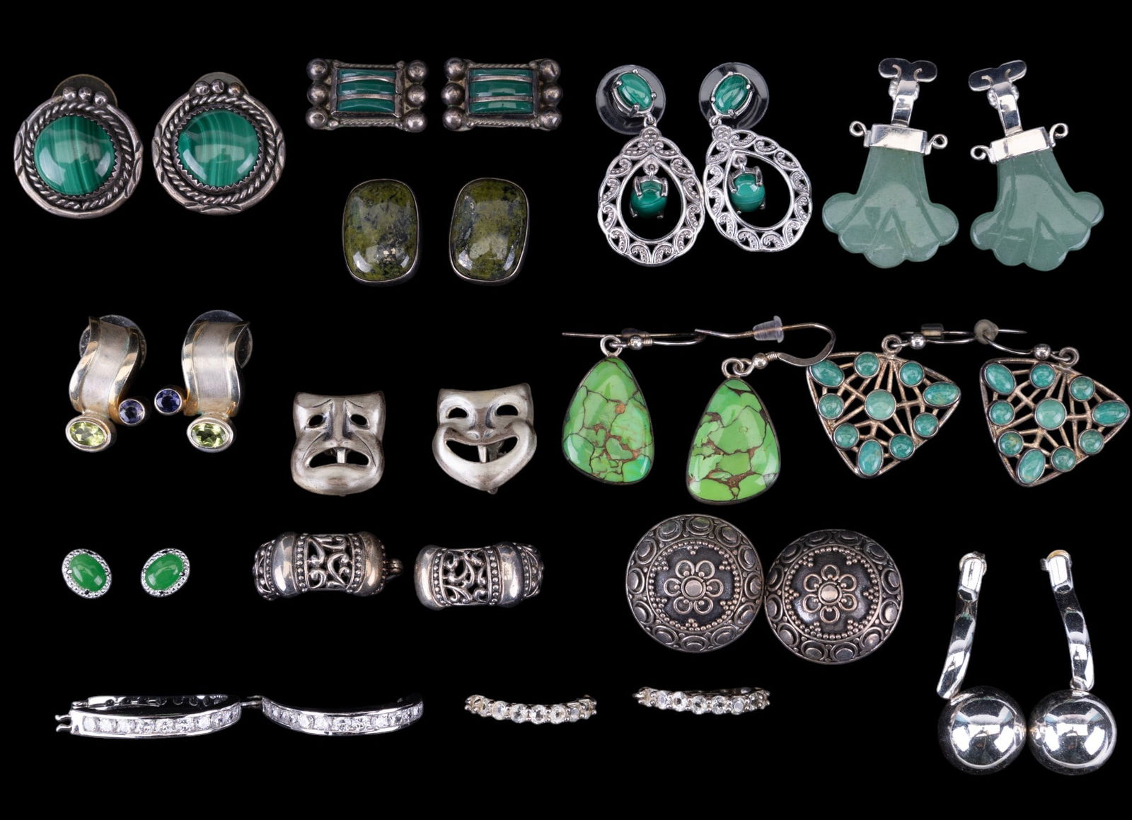 Sterling Silver Earrings w/ Green Accents (1 of 12)