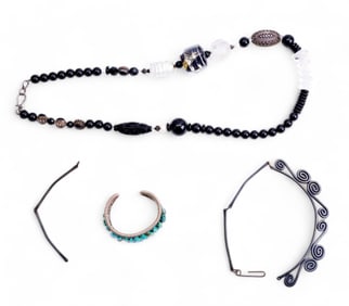 Blown Glass, Sterling Cuff, and Collar Necklace