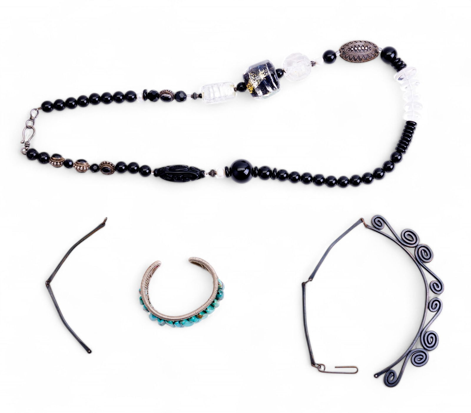 Blown Glass, Sterling Cuff, and Collar Necklace (1 of 8)