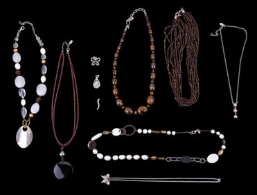 Pandora Sterling & Sterling w/ Brown Bead Jewelry