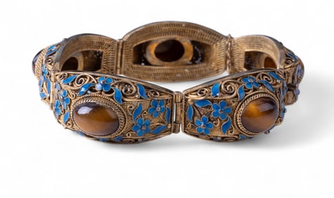 Sterling Silver Enamel Chinese Bracelet