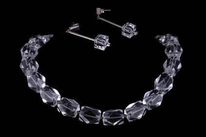 Sterling Rock Crystal Earrings and Necklace