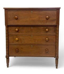 Late 19th C Sheraton Walnut Chest of Drawers