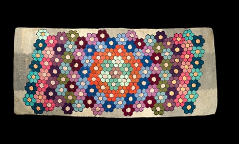 Honeycomb Hook Rug c 1940