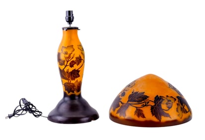 Acid Etched Glass Lamp After Galle