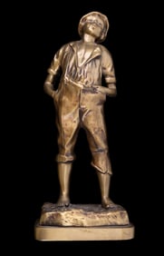 Mid 20th C The Whistler Bronze Statue #9