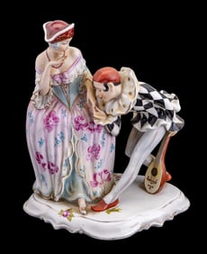 Taube Harlequin & Woman Porcelain Figurine