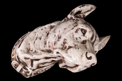 Early 20th C Chalkware Dog Wall Sculpture