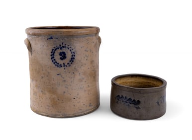 Antique Earthenware Crock and Butter Crock