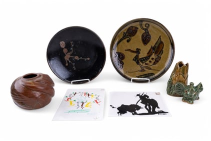 Studio Pottery and Majolica Plates and Vases
