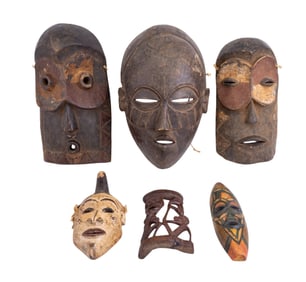 African Congo Carved Ritual Masks + Makonde