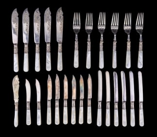 Sterling Silver & M.O.P. Handle Knives, ESP Forks