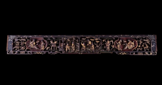 Chinese Gilded Wood Panel Wall Hanging