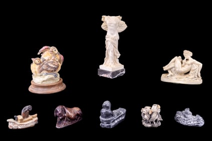 Carved Stone, Stoneware, and Plaster Figurines