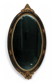 Antique Black Regency Oval Mirror