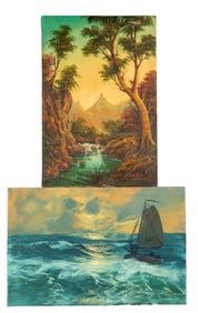 20th C. Seascape and Landscape by Fabbri & V. Berk