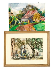 John Chetcuti (MT 1900-1976) & J. Oser Watercolors