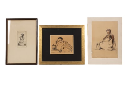 Signed Lithos / Etchings of Mother + Child, Rabbi