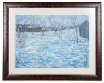 Large Pastel Winter Landscape by T. Powers