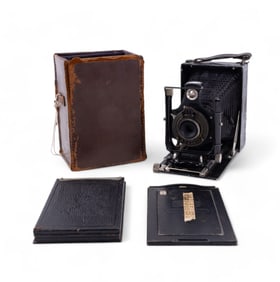 Antique Voigtlander Camera, Case, & Film Backs