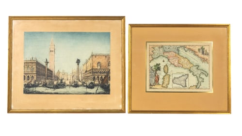 Bernhard Witschel (DE 1866-1945) Aquatint & Map