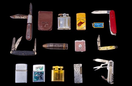 Vintage Partagas Cigar Box w/ Lighters & Knives