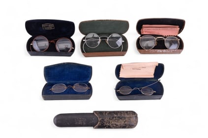 Vintage Eyeglasses w/ Cases (5 Pairs)