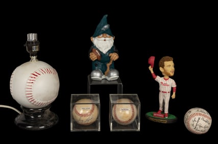 Phillies Signed Balls, Eagles Gnome, Bobblehead