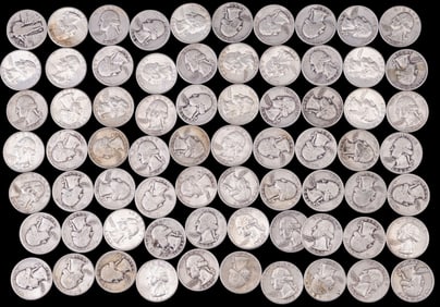 Unsearched US Silver Washington Quarters (69)