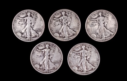 1943-S, 1945-46 Walking Liberty Half Dollars (5)