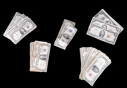 US $1 Silver Certificates, Ungraded $5 & $2 Notes