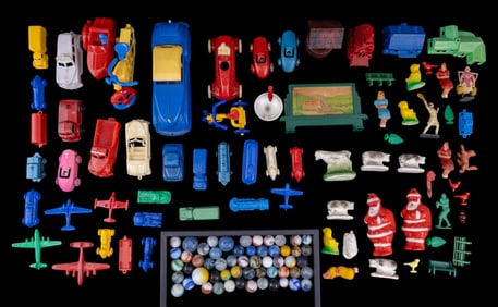 Vintage Toy Cars, Train Accessories, and Marbles