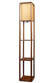 Floor Lamp with Paper Shade and Shelving