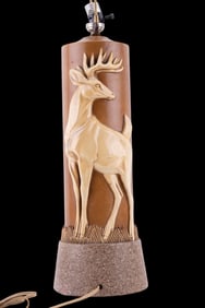 Arts and Crafts Ceramic Lamp w/ Deer Motif