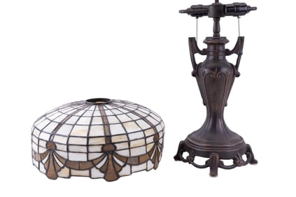 Vintage Slag Glass Shade and Lamp