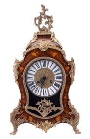 DeART Italy Marquetry Fruitwood & Gilt Brass Clock