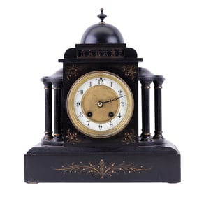 Antique Victorian Black Marble Mantel Clock