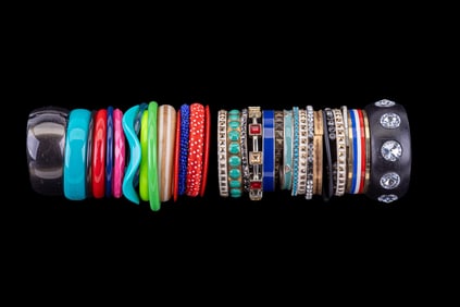 Acrylic & Gold Tone Bangle Bracelets (32)