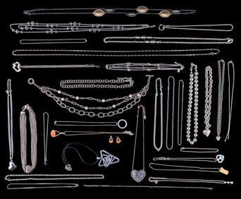 Silver Tone Pendant & Other Costume Necklaces