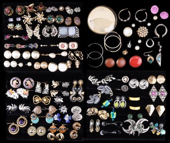 Trifari, Marvella, & More Costume Earring (63 Prs)