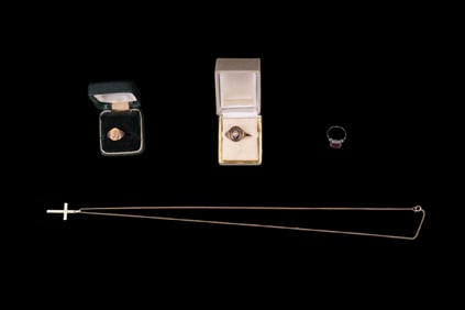 10K Gold Rings (3) & 10K Gold Cross Pendant
